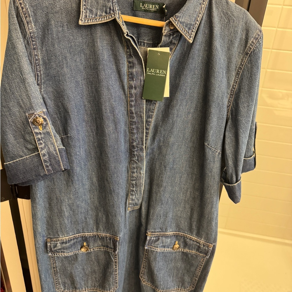 Ralph Lauren Denim Midi Shirt Dress in Blue